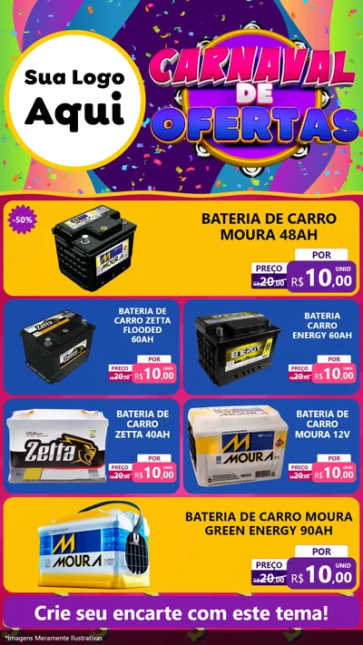 Modelo de TV para TV Vertical com o tema Carnaval de Ofertas para Baterias Elétricas