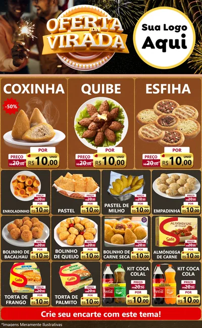 Modelo de Encarte para Encarte Grande com o tema Oferta da Virada para Salgadaria