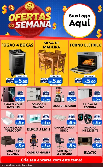 Modelo de Encarte para Encarte Grande com o tema Ofertas Da Semana para Móveis e Eletro