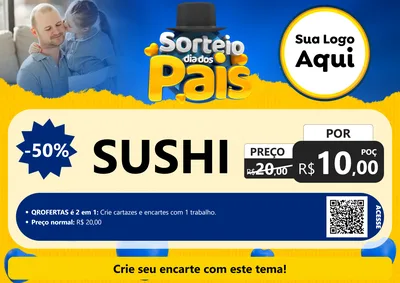 Modelo de Cartaz para Cartaz A4 Horizontal com o tema Sorteio Dia Dos Pais para Comida japonesa