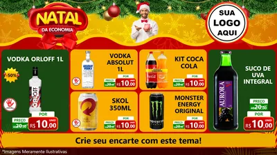 Modelo de TV para TV Horizontal com o tema Natal da Economia para Distribuidora de bebidas