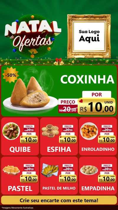 Modelo de Rede Social para Stories com o tema Natal de Ofertas para Salgadaria