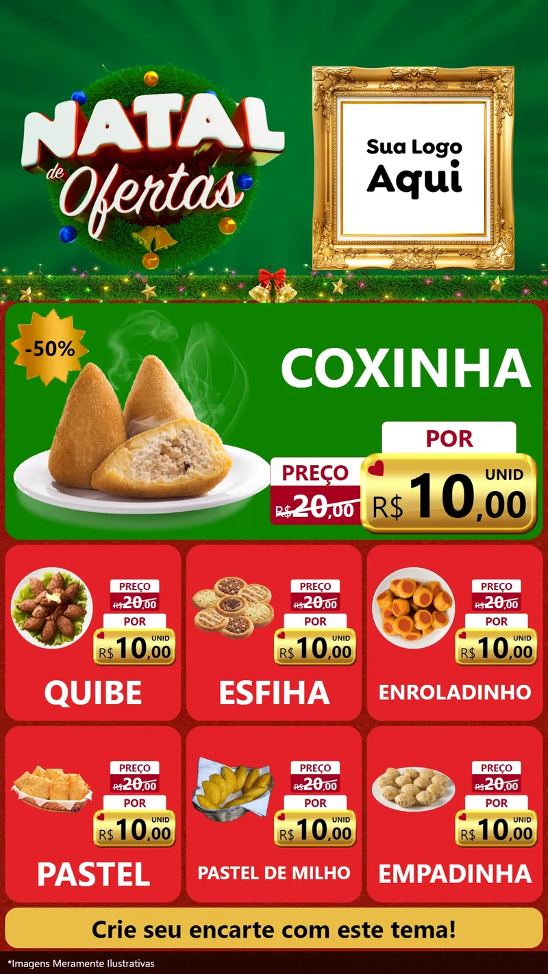 Modelo de Rede Social para Stories com o tema Natal de Ofertas para Salgadaria