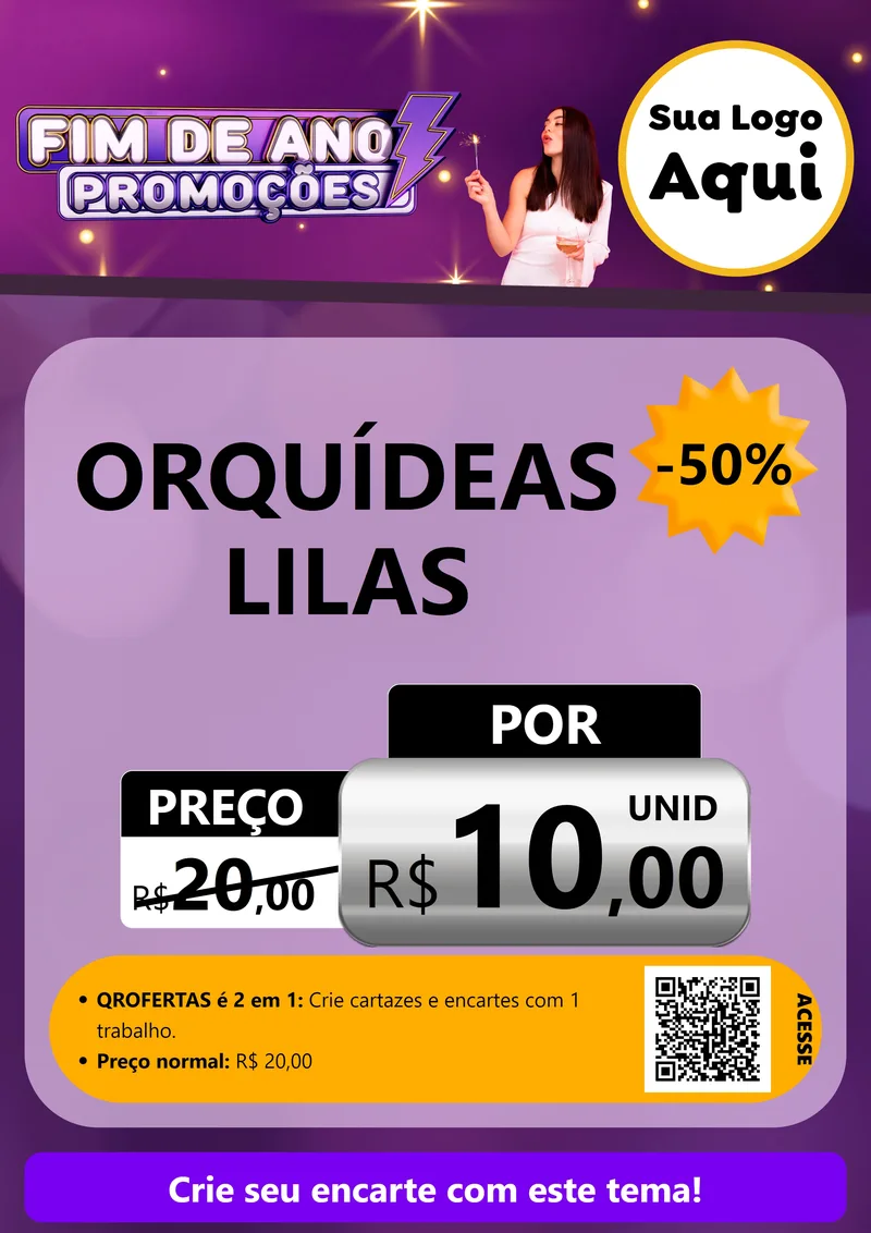 Modelo de Cartaz para Cartaz A4 Vertical com o tema Fim de Ano Promoções para Floricultura e jardim