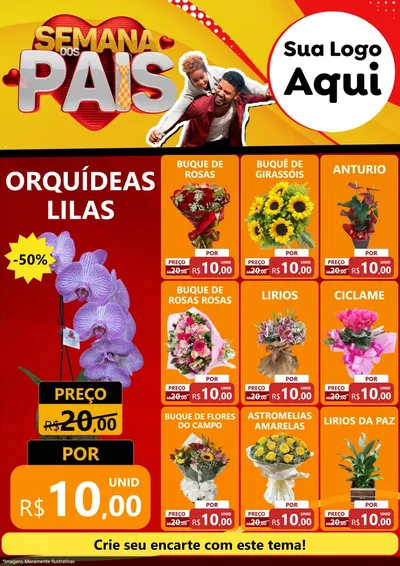 Modelo de Encarte para Encarte A4 Vertical com o tema Semana Dos Pais para Floricultura e jardim