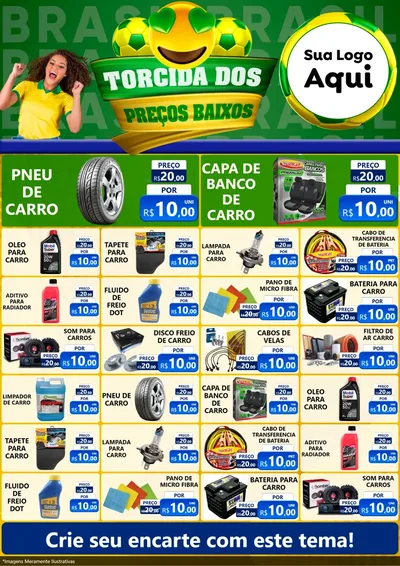 Modelo de Encarte para Encarte A4 Vertical com o tema Torcida dos Preços Baixos - Copa para Auto peças