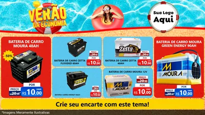 Modelo de TV para TV Horizontal com o tema Verão da Economia para Baterias Elétricas