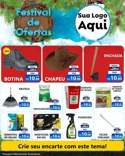 Modelo de Rede Social para Feed Instagram com o tema Festival de Ofertas - Inverno para Agropecuária