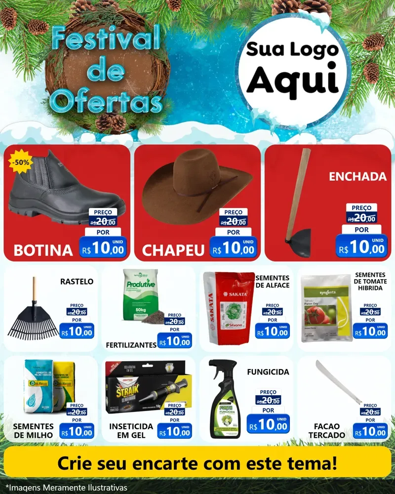 Modelo de Rede Social para Feed Instagram com o tema Festival de Ofertas - Inverno para Agropecuária