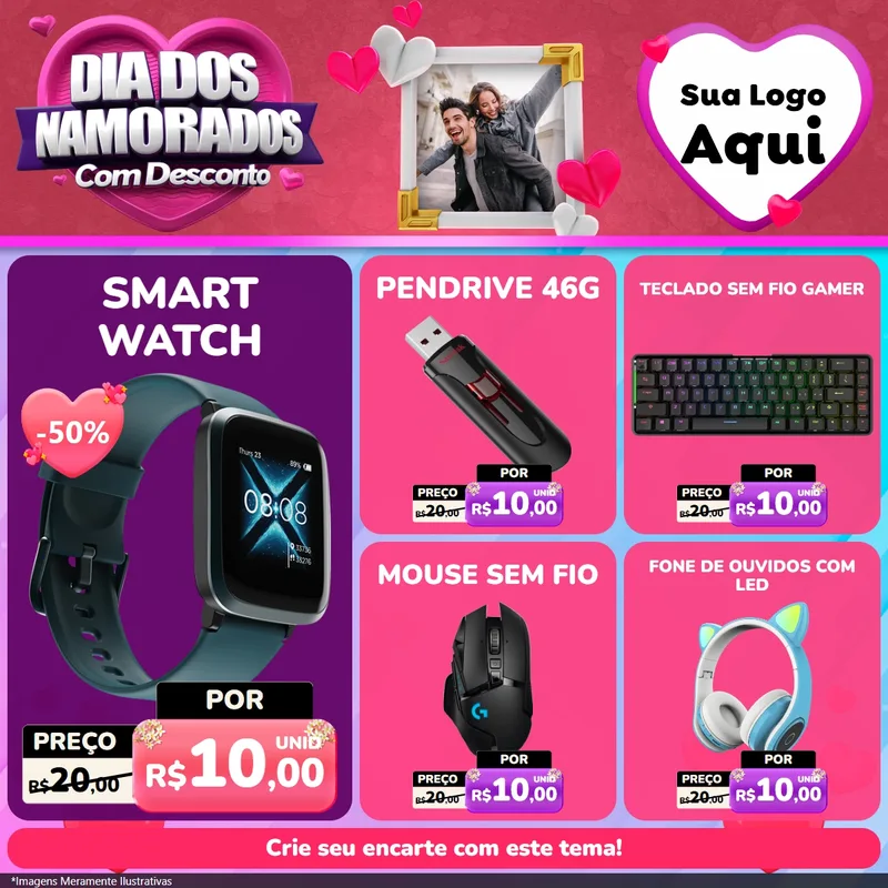 Modelo de Rede Social para Feed Facebook com o tema Dia Dos Namorados Com Desconto para Informática