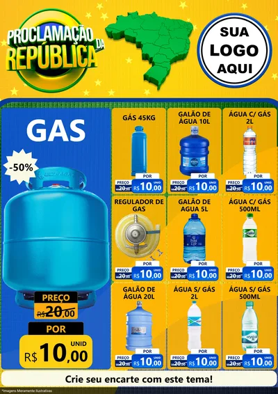 Modelo de Encarte para Encarte A4 Vertical com o tema Proclamação da República para Água e gás