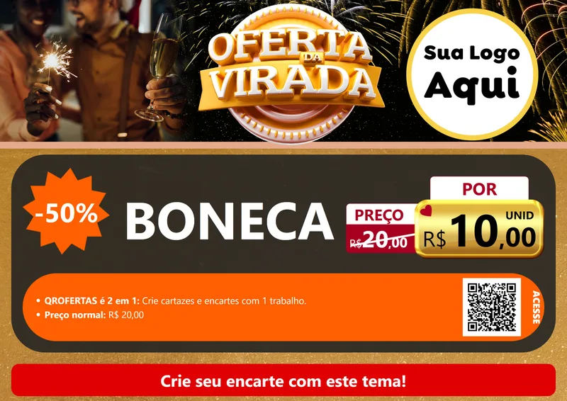 Modelo de Cartaz para Cartaz A4 Horizontal com o tema Oferta da Virada para Brinquedos