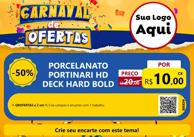 Modelo de Cartaz para Cartaz A4 Horizontal com o tema Carnaval de Ofertas para Pisos e revestimentos