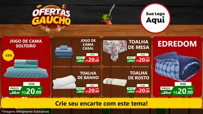 Modelo de TV para TV Horizontal com o tema Ofertas Dia do Gaúcho para Cama, Mesa e Banho