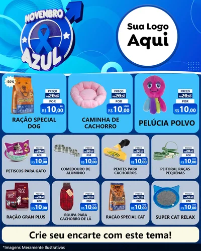Modelo de Rede Social para Feed Instagram com o tema Novembro Azul para Pet Shop