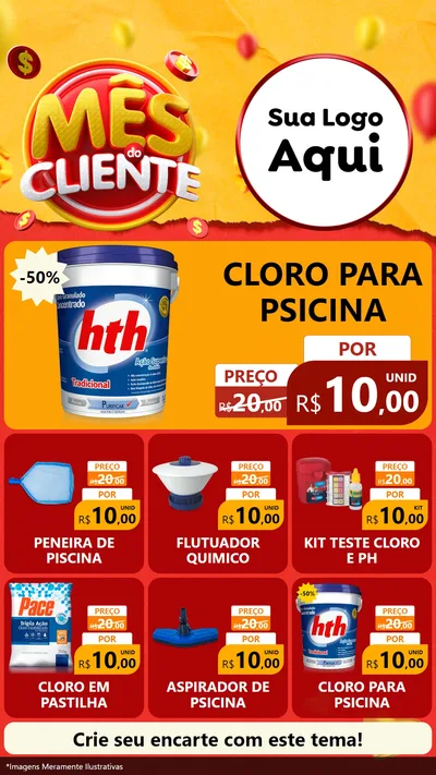 Modelo de Rede Social para Stories com o tema Mês do Cliente para Produtos para Piscina