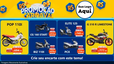 Modelo de TV para TV Horizontal com o tema Promoção de Carnaval para Concessionaria de Motos