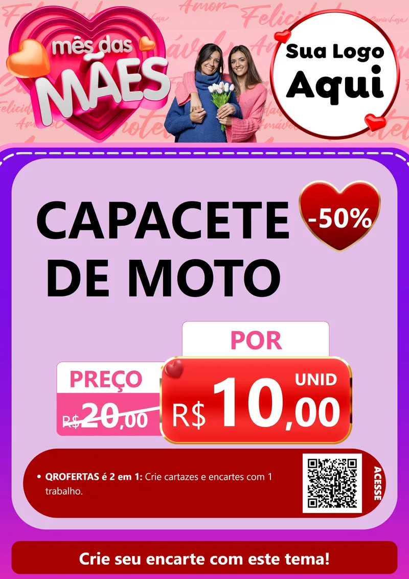 Modelo de Cartaz para Cartaz A4 Vertical com o tema Mês Das Mães para Moto peças