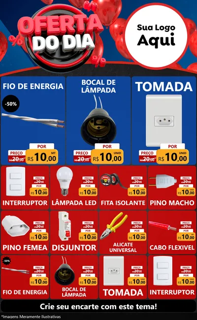 Modelo de Encarte para Encarte Grande com o tema Oferta do Dia para Materiais Elétricos