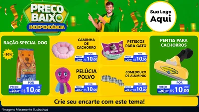 Modelo de TV para TV Horizontal com o tema Preço Baixo de Independência para Pet Shop