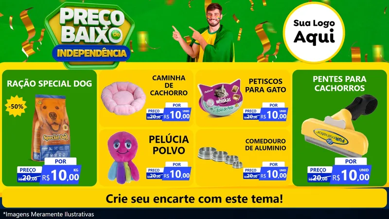 Modelo de TV para TV Horizontal com o tema Preço Baixo de Independência para Pet Shop