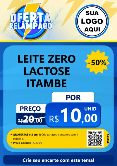 Modelo de Cartaz para Cartaz A4 Vertical com o tema Oferta Relâmpago para Frios e Laticínios