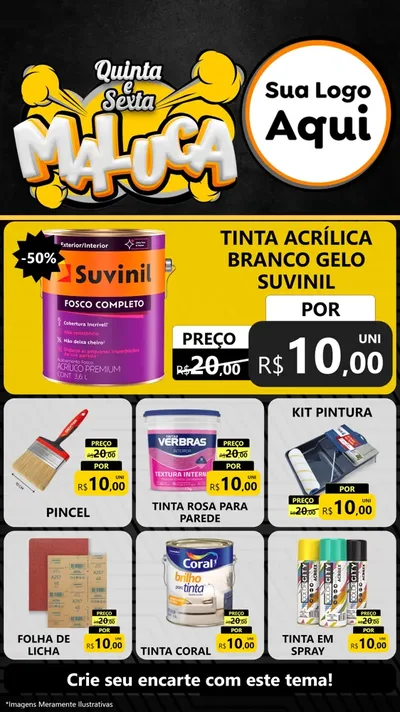 Modelo de Rede Social para Stories com o tema Quinta e Sexta Maluca para Tintas e Ferramentas