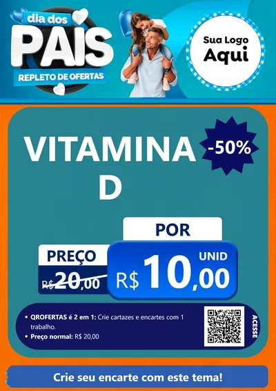 Modelo de Cartaz para Cartaz A4 Vertical com o tema Dia Dos Pais Repleto de Ofertas para Farmácia