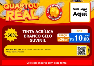 Modelo de Cartaz para Cartaz A4 Horizontal com o tema Quartou do Real para Tintas e Ferramentas