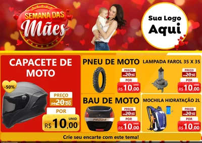 Modelo de Encarte para Encarte A4 Horizontal com o tema Semana das Mães para Moto peças