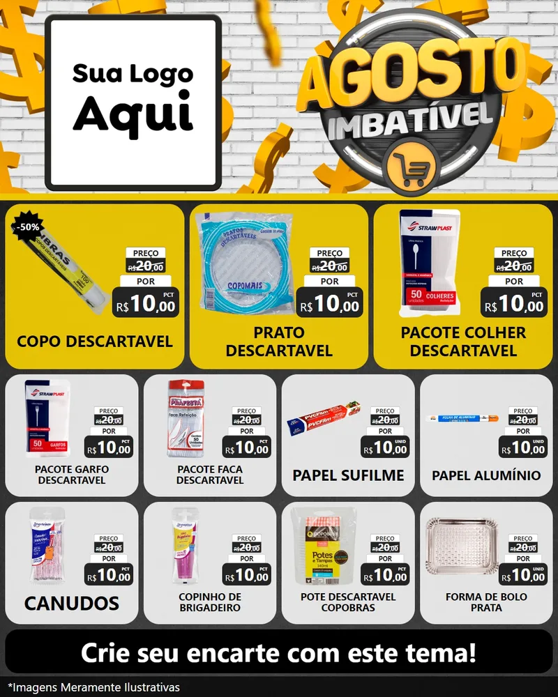 Modelo de Rede Social para Feed Instagram com o tema Agosto imbatível para Embalagens