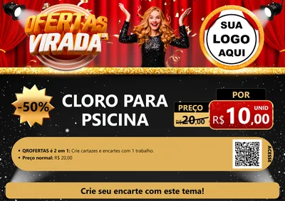 Modelo de Cartaz para Cartaz A4 Horizontal com o tema Ofertas da Virada para Produtos para Piscina
