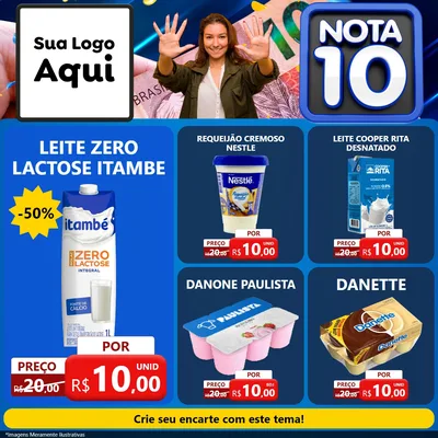 Modelo de Rede Social para Feed Facebook com o tema Nota 10 para Frios e Laticínios