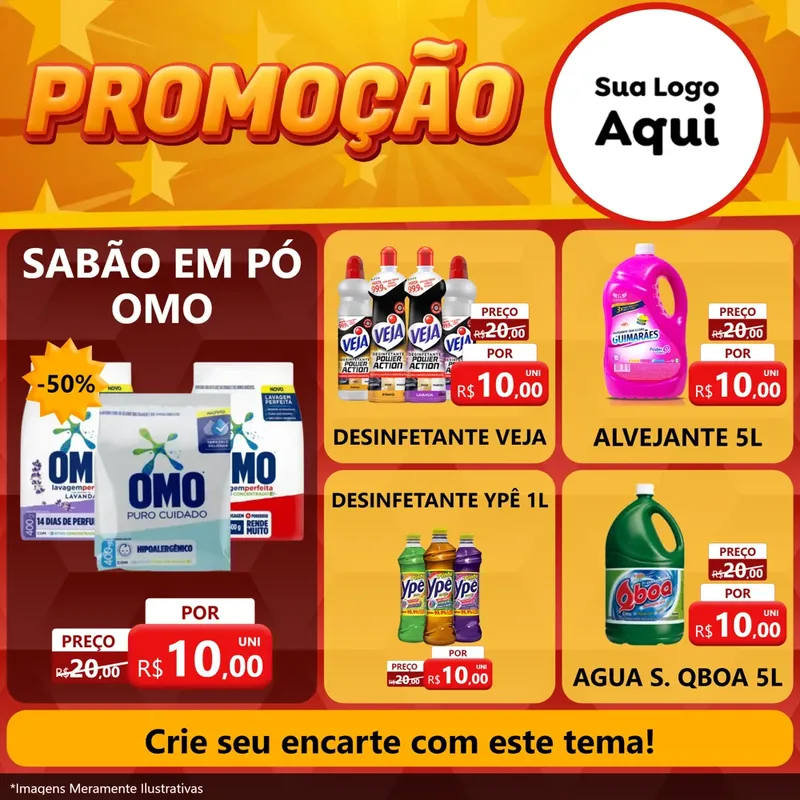 Modelo de Rede Social para Feed Facebook com o tema Promoção para Produtos de Limpeza
