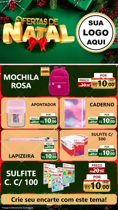 Modelo de TV para TV Vertical com o tema Ofertas de Natal para Papelaria