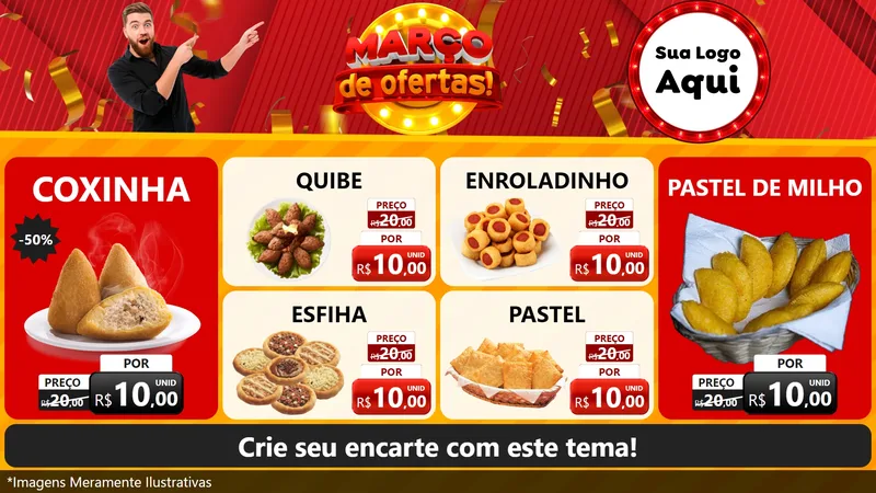 Modelo de TV para TV Horizontal com o tema Março de Ofertas! para Salgadaria