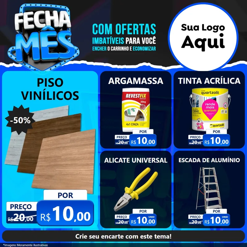 Modelo de Rede Social para Feed Facebook com o tema Fecha Mês para Material para Construção