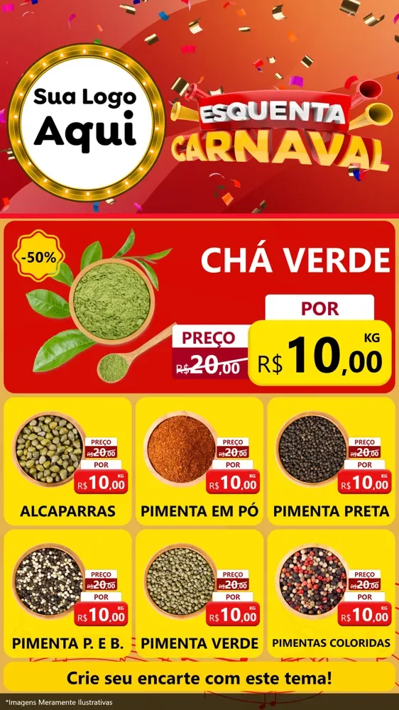 Modelo de Rede Social para Stories com o tema Esquenta Carnaval para Produtos Naturais