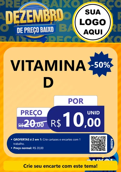 Modelo de Cartaz para Cartaz A4 Vertical com o tema Dezembro de Preço Baixo para Farmácia