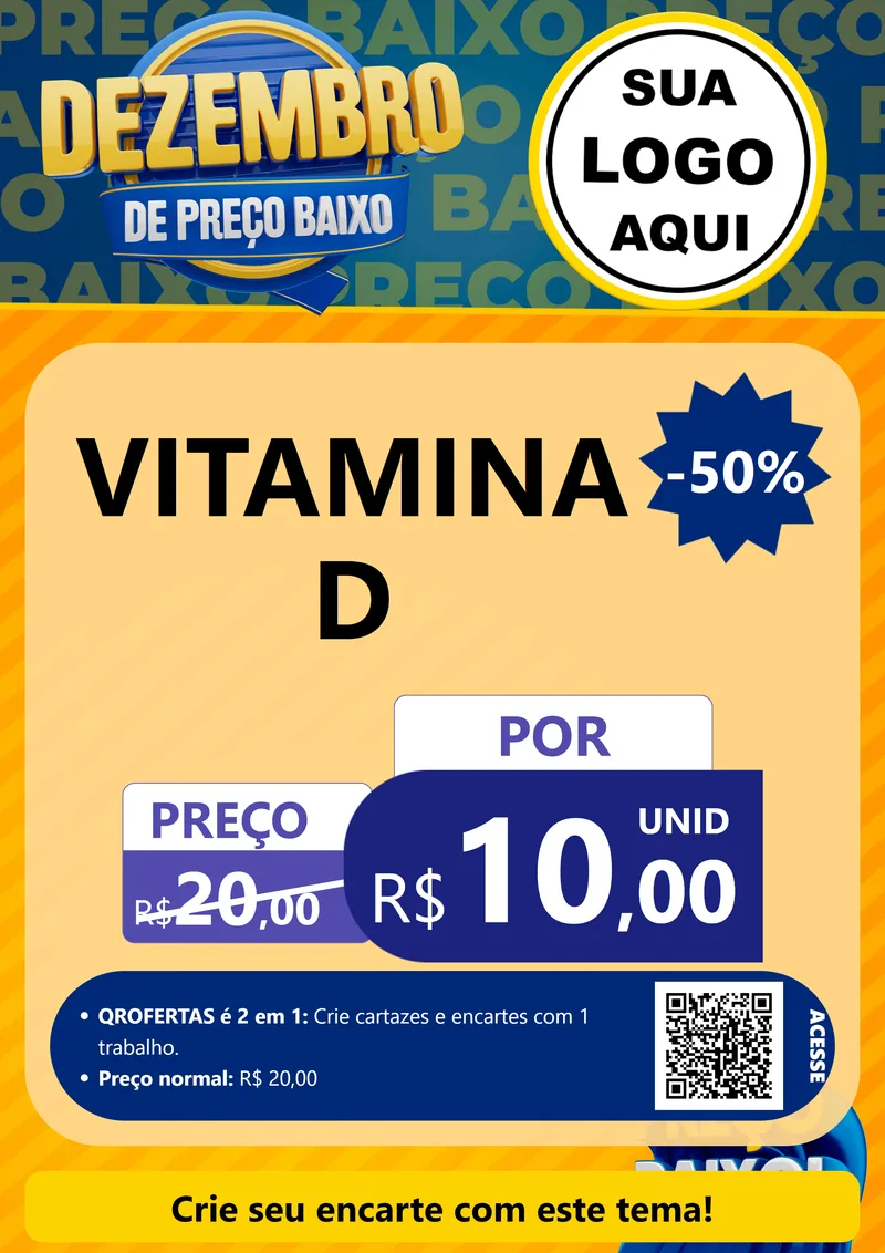 Modelo de Cartaz para Cartaz A4 Vertical com o tema Dezembro de Preço Baixo para Farmácia