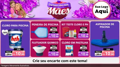 Modelo de TV para TV Horizontal com o tema Sorteio Dia das Mães para Produtos para Piscina