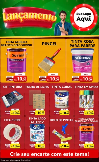 Modelo de Encarte para Encarte Grande com o tema Lançamento para Tintas e Ferramentas