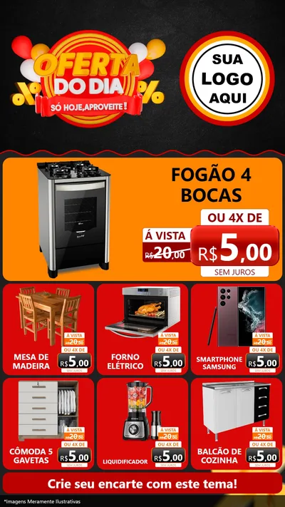 Modelo de Rede Social para Stories com o tema Oferta do Dia - Só hoje, Aproveite! para Móveis e Eletro