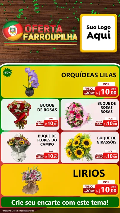 Modelo de TV para TV Vertical com o tema Oferta Farroupilha para Floricultura e jardim