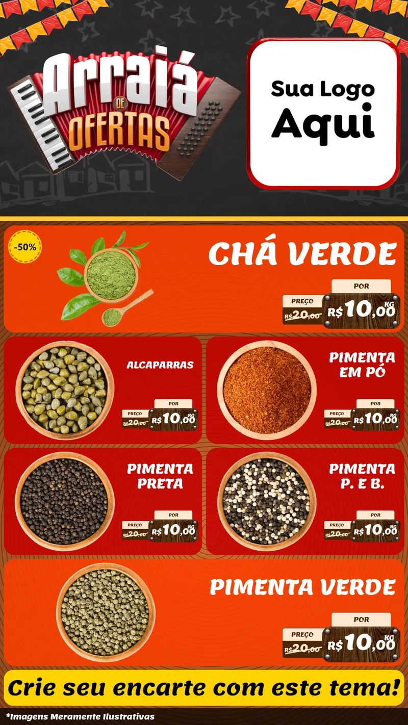 Modelo de TV para TV Vertical com o tema Arraiá de Ofertas - Junina para Produtos Naturais