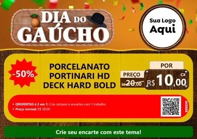 Modelo de Cartaz para Cartaz A4 Horizontal com o tema Dia do Gaúcho para Pisos e revestimentos