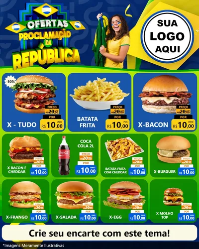 Modelo de Rede Social para Feed Instagram com o tema Ofertas Proclamação da República para Hamburgueria