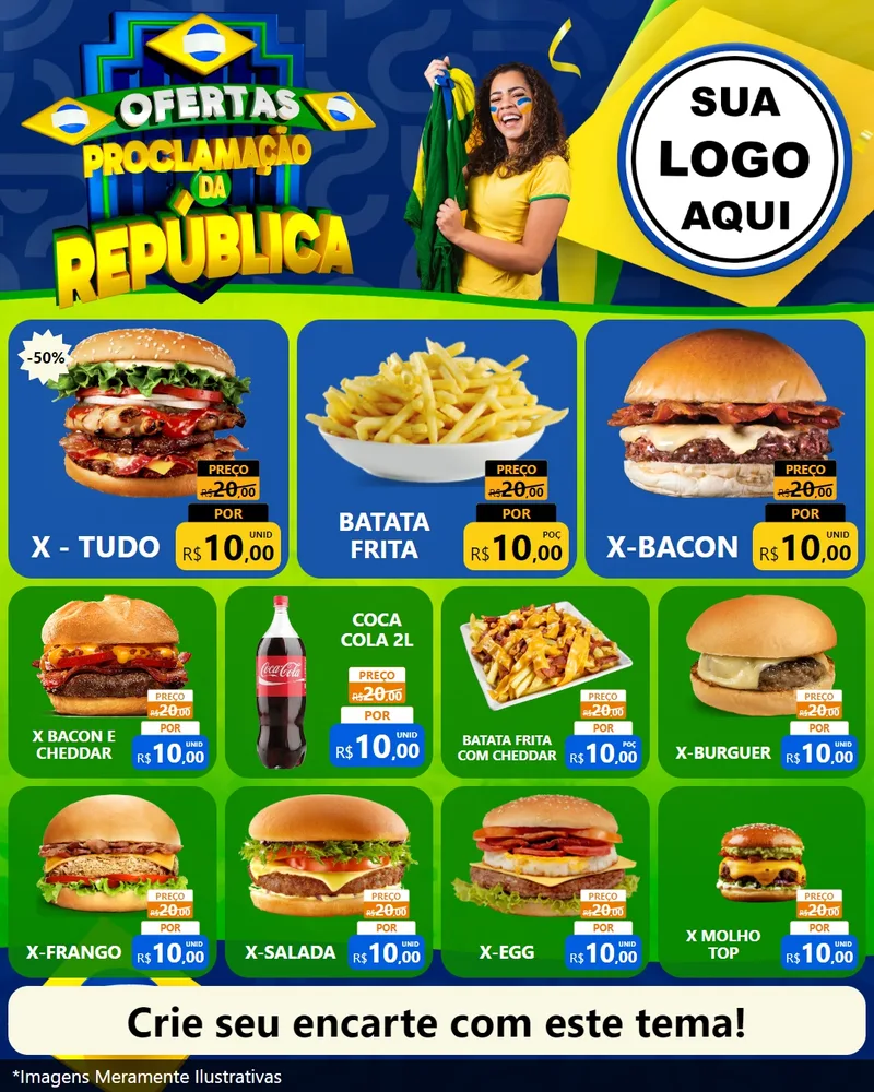 Modelo de Rede Social para Feed Instagram com o tema Ofertas Proclamação da República para Hamburgueria