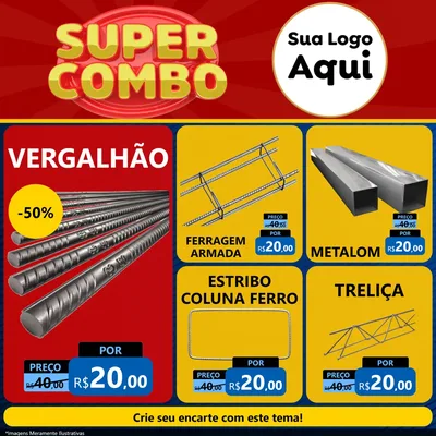 Modelo de Rede Social para Feed Facebook com o tema Super Combo para Ferragens