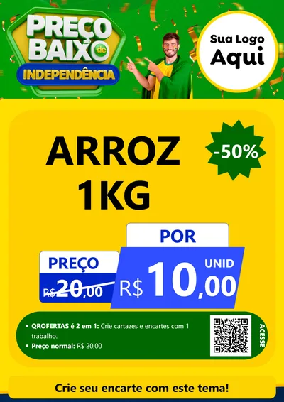 Modelo de Cartaz para Cartaz A4 Vertical com o tema Preço Baixo de Independência para Supermercado